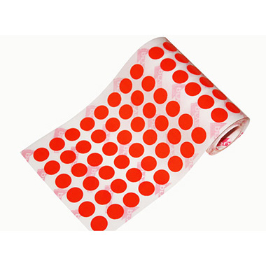 Caja rollo 2.736 gomets círculo mediano rojo