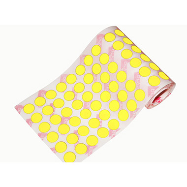 Caja rollo 2.736 gomets círculo mediano amarillo