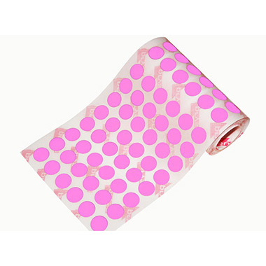 Caja rollo 2.736 gomets círculo mediano rosa