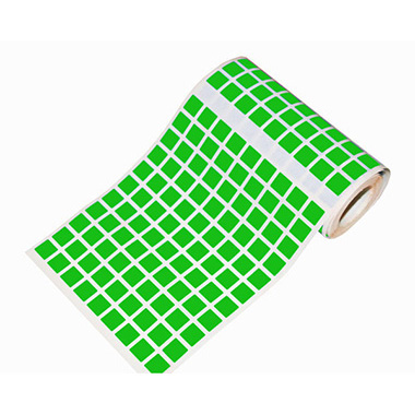 Caja rollo 5.643 gomets cuadrado pequeño verde