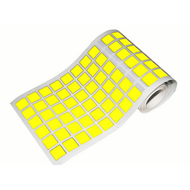Caja rollo 2.736 gomets cuadrado mediano amarillo