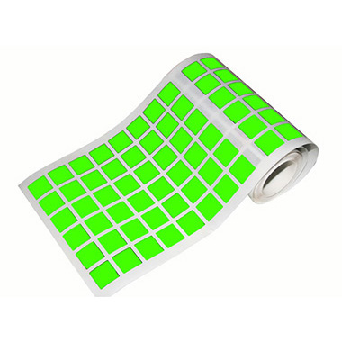 Caja rollo 2.736 gomets cuadrado mediano verde