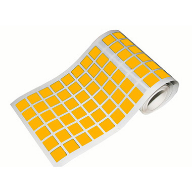 Caja rollo 2.736 gomets cuadrado mediano naranja