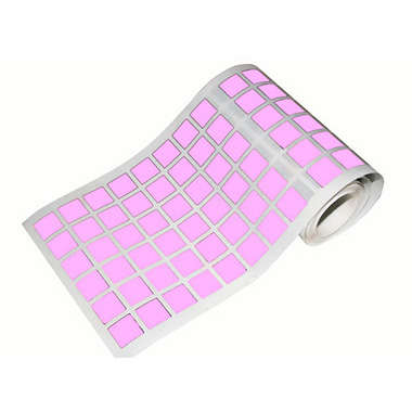 Caja rollo 2.736 gomets cuadrado mediano rosa