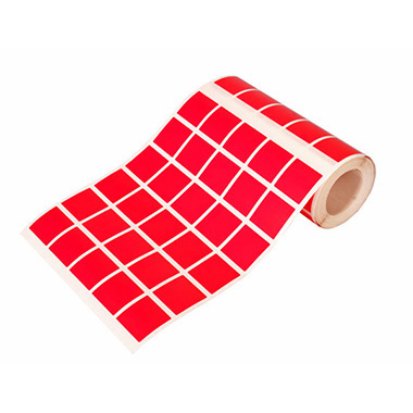 Caja rollo 1.710 gomets cuadrado grande rojo