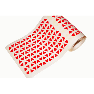 Caja rollo 6.840 gomets triángulo pequeño rojo