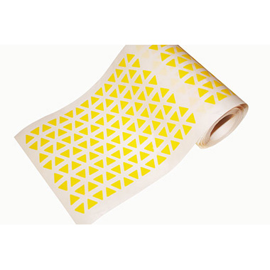 Caja rollo 6.840 gomets triángulo pequeño amarillo