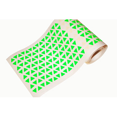 Caja rollo 6.840 gomets triángulo pequeño verde