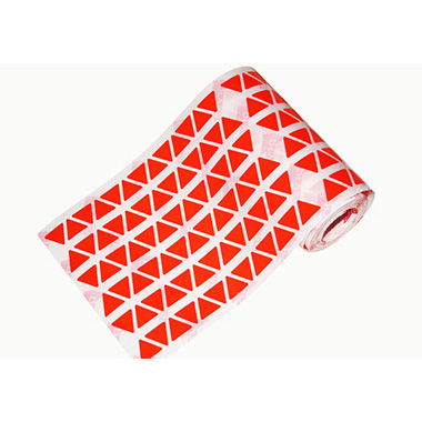 Caja rollo 4.446 gomets triángulo mediano rojo