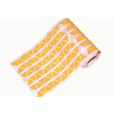Caja rollo 4.446 gomets triángulo mediano naranja