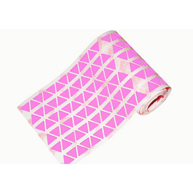 Caja rollo 4.446 gomets triángulo mediano rosa