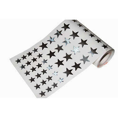 Caja rollo 2.280 gomets estrellas grande y mediano plata