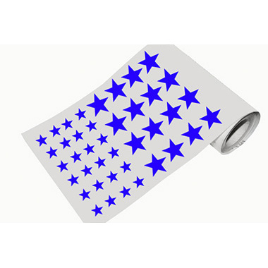 Caja rollo 2.280 gomets estrellas grande y mediano azul