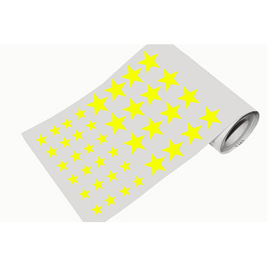 Caja rollo 2.280 gomets estrellas grande y mediano amarillo