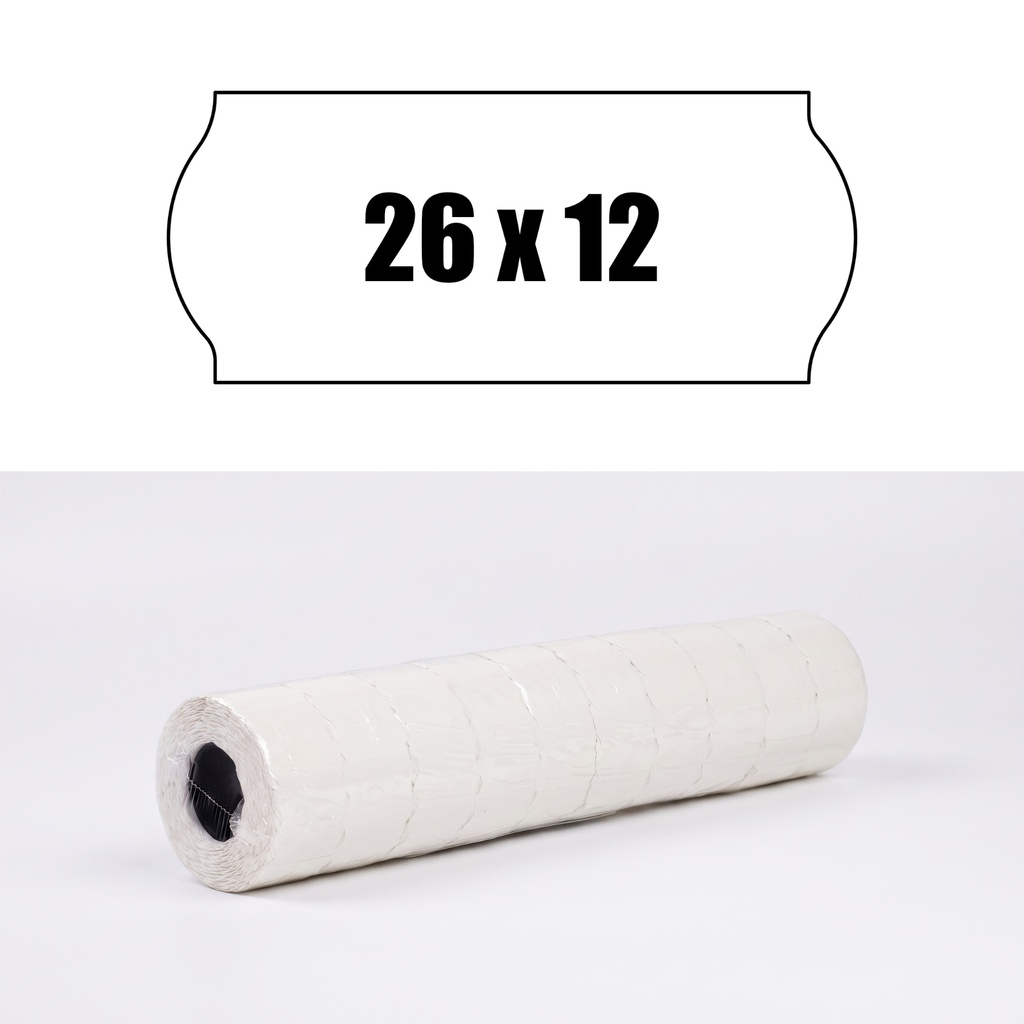 Pack 10 rollos de 1000 etiquetas onda 26 x 12 blanca removible