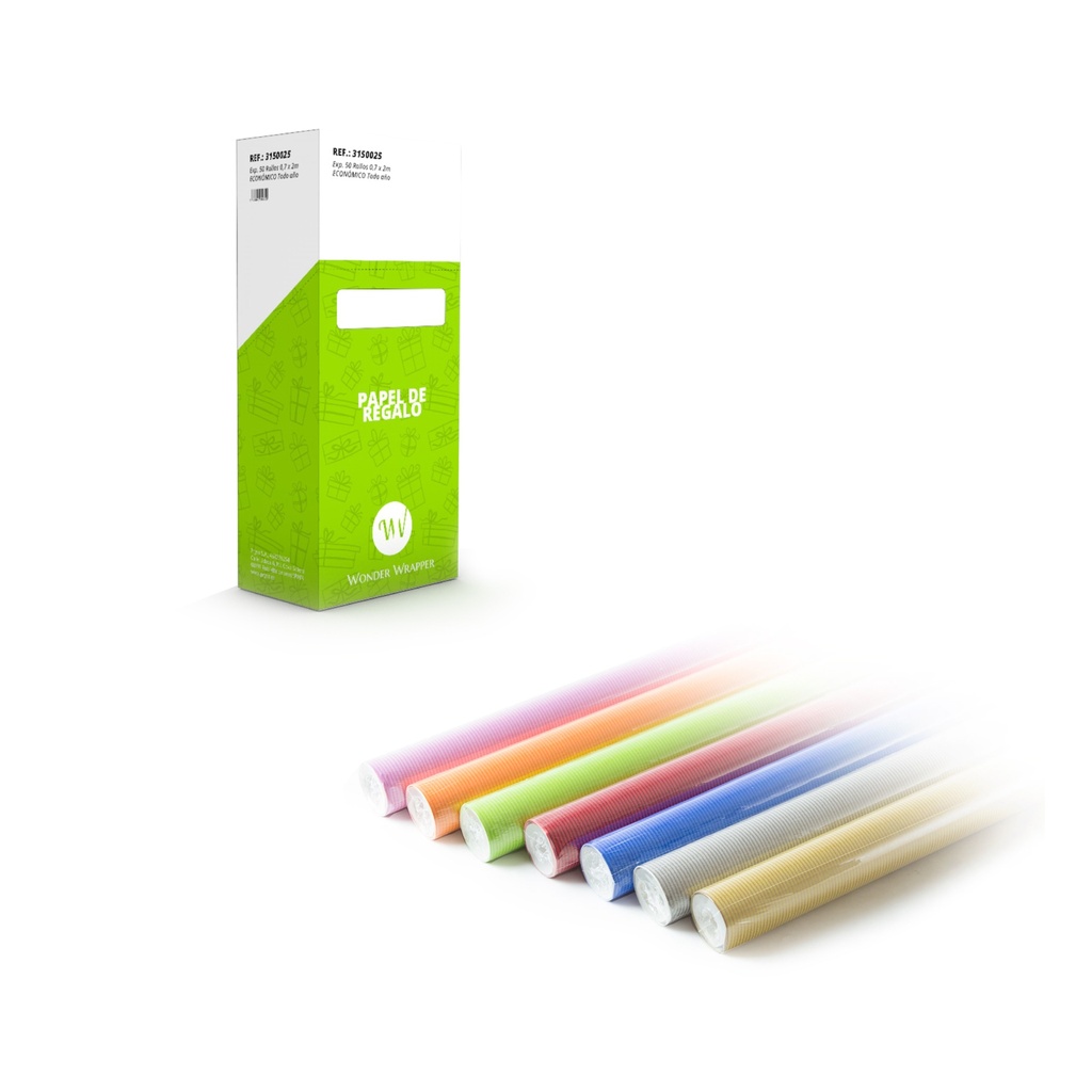 Expositor 50 rollos 0.7 x 2 m mil rayas