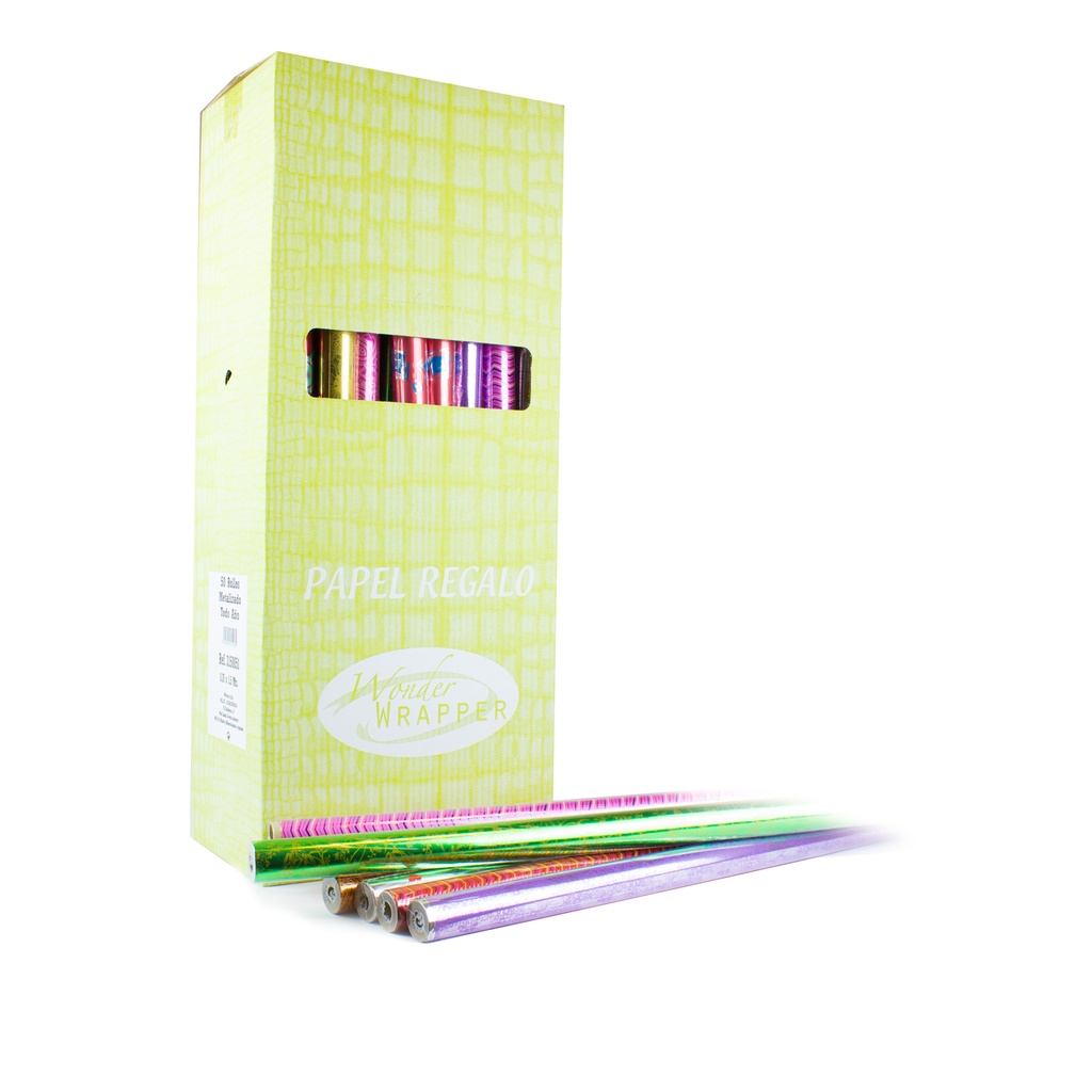 Expositor 50 rollos 0.7 x 1.5 m metalizado todo año