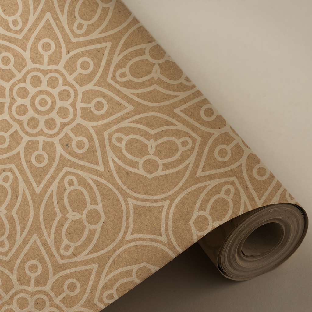 # Bobina 31 cm 2 kg 100% kraft reciclado mandala blanco