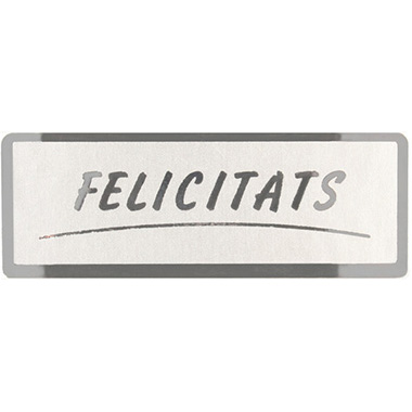 Rollo 300 etiquetas stamping 50 x 18 plata felicitats