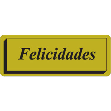 Rollo 300 etiquetas tinta 40 x 15 oro felicidades