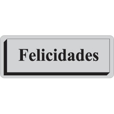 Rollo 300 etiquetas tinta 40 x 15 plata felicidades