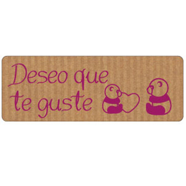 Rollo 300 etiquetas tinta 50 x 18 kraft deseo que te guste pandas