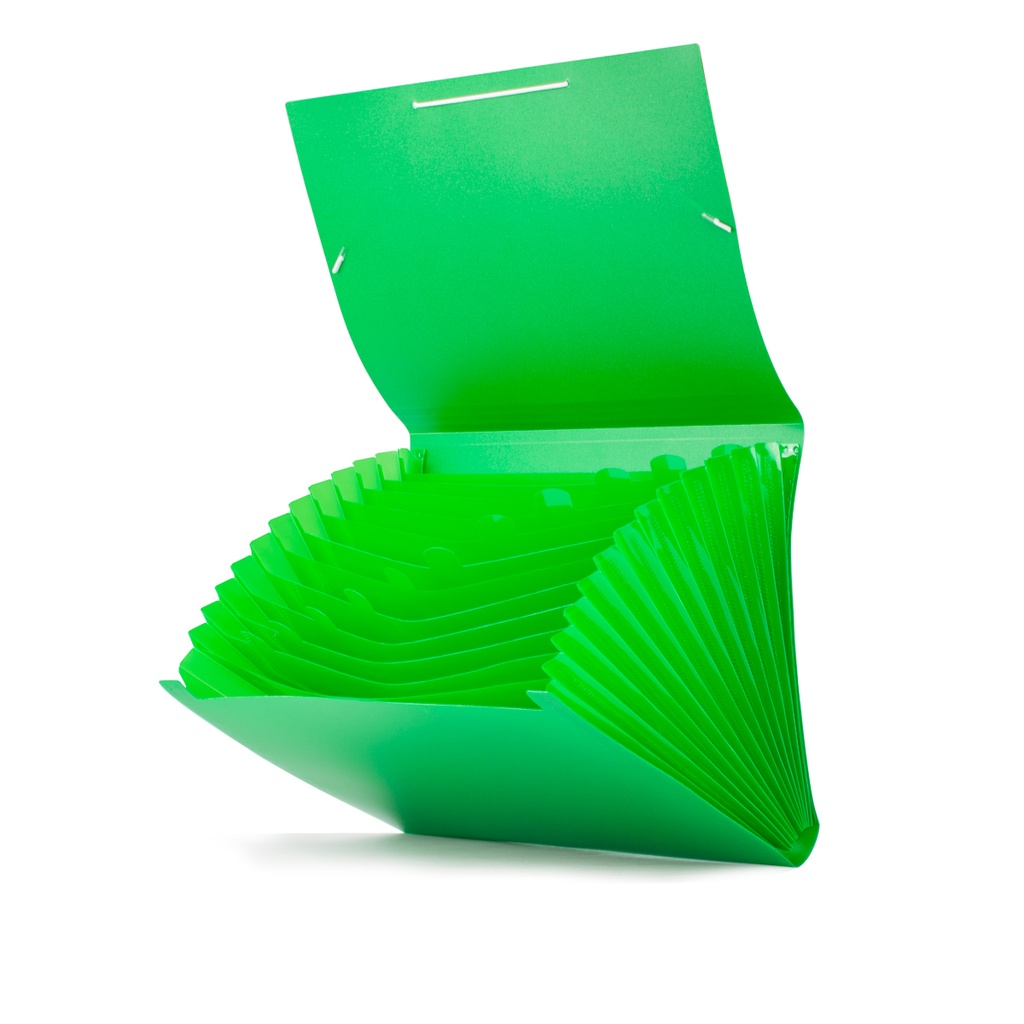 Clasificador fuelle A4 13 compartimentos verde