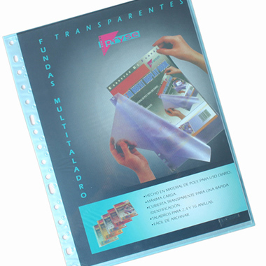 Pack 10 fundas multitaladro A4 twill azul