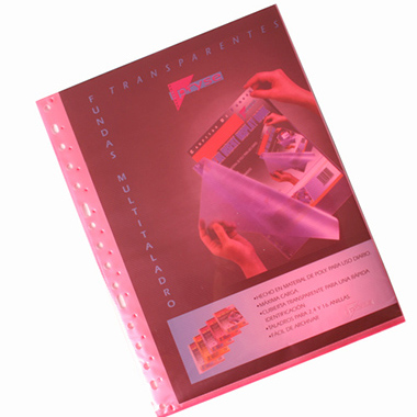 Pack 10 fundas multitaladro A4 twill roja