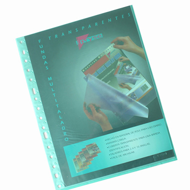 Pack 10 fundas multitaladro A4 twill verde