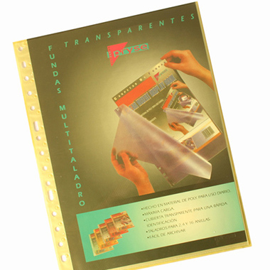 Pack 10 fundas multitaladro A4 twill amarillo