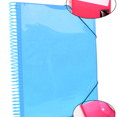 Carpeta espiral 20 fundas A4 azul con bolsillo