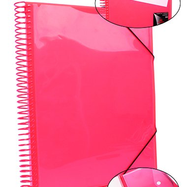 Carpeta espiral 20 fundas A4 naranja con bolsillo