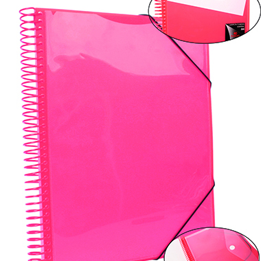 Carpeta espiral 50 fundas A4 con bolsillo roja