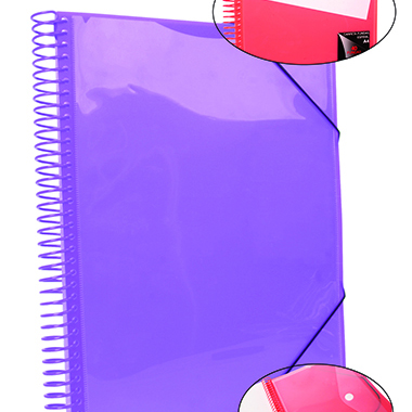 Carpeta espiral 50 fundas A4 con bolsillo lila