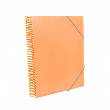 Carpeta espiral 60 fundas A4 con bolsillo naranja