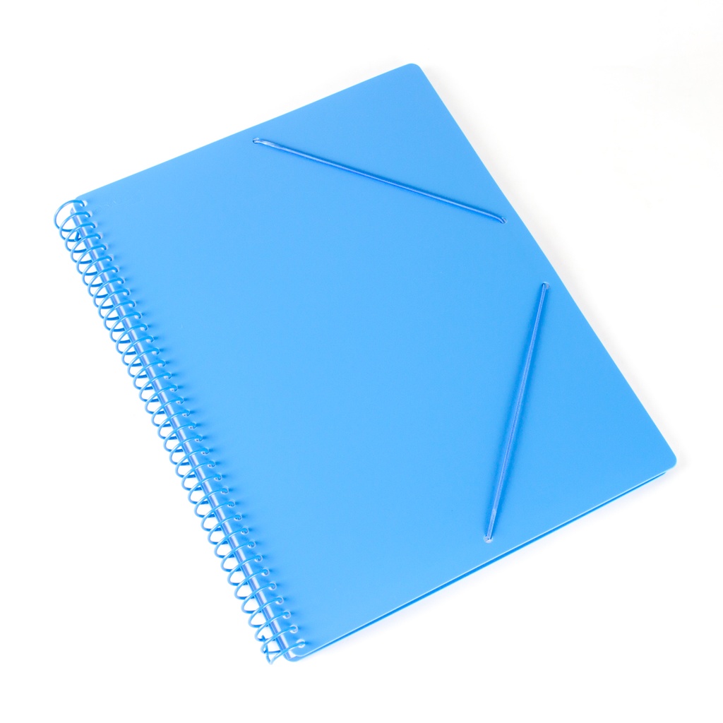 Carpeta espiral 40 fundas A4 con bolsillo azul pastel