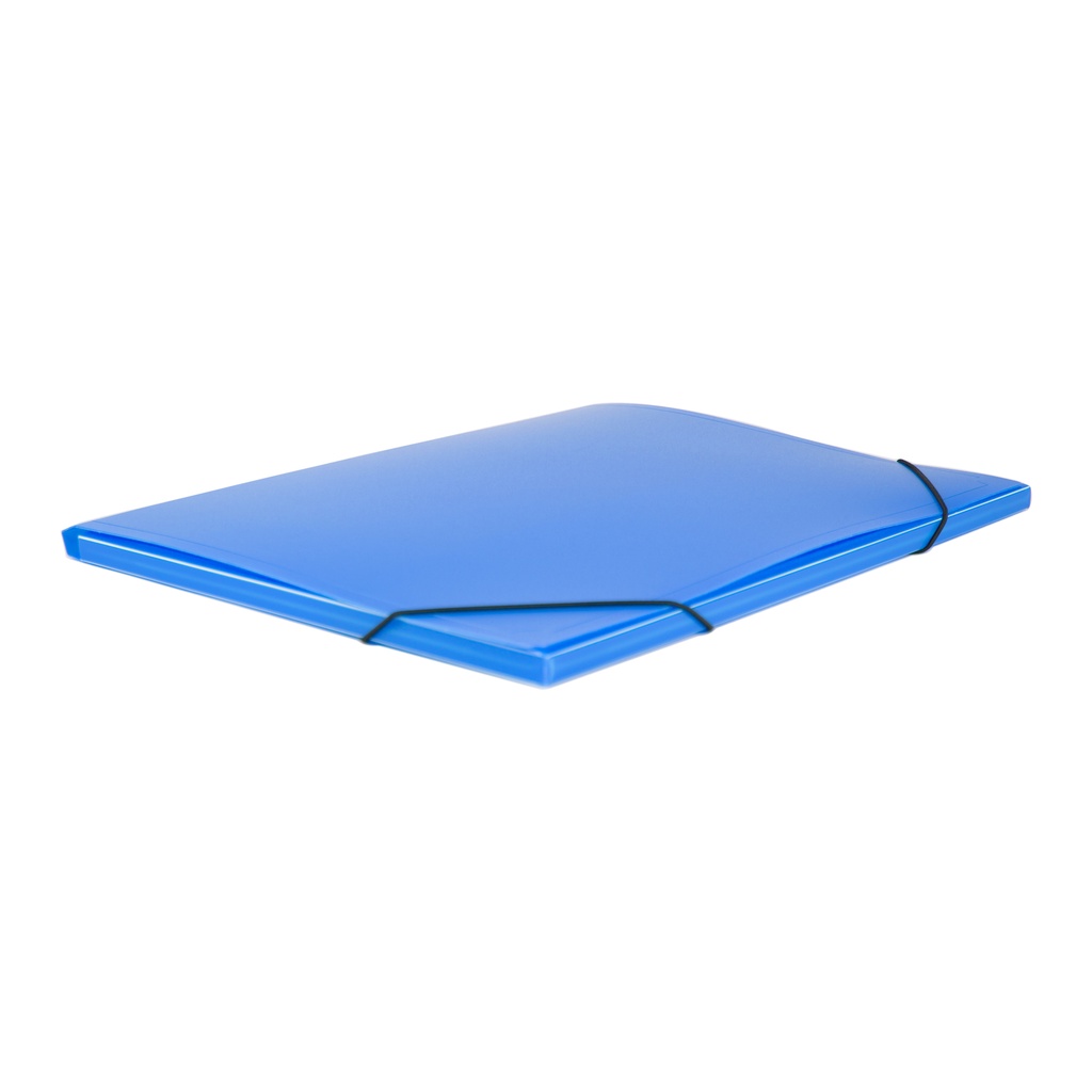 Carpeta gomas 3 solapas con lomo 351 x 271 x 10 mm 8 µm azul translucido