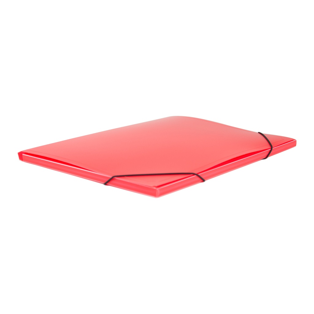 Carpeta gomas 3 solapas con lomo 351 x 271 x 10 mm 8 µm roja translucido
