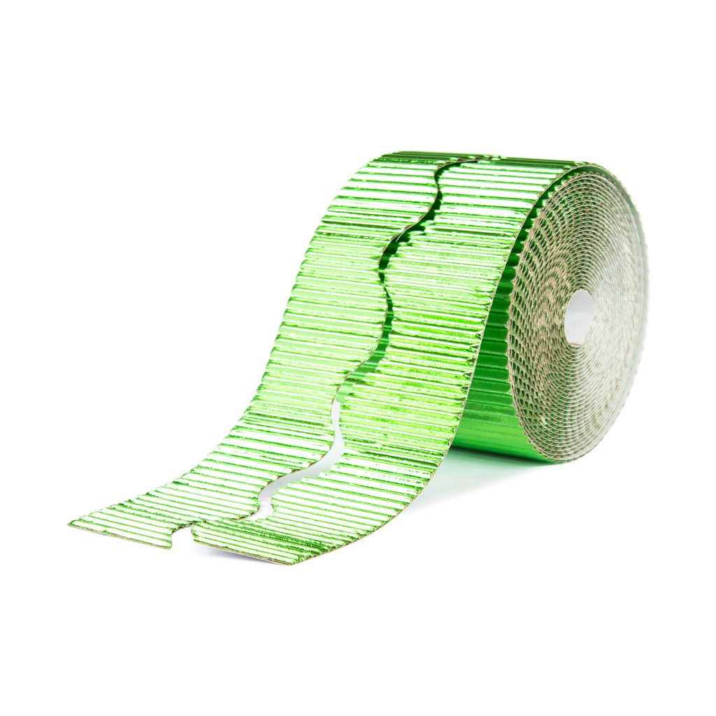 Borde cartón ondulado verde metalizado 10 cm x (7.5 m x 2)