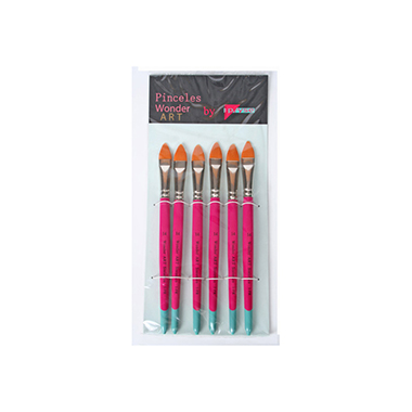 Set 6 pinceles nº 14 pelo sintético / mango corto / lengua de gato