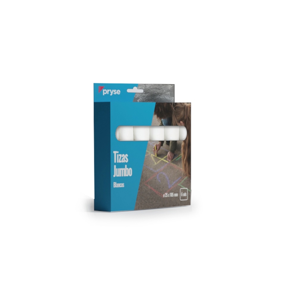 Caja 6 tizas jumbo 25 x 105 mm blancas
