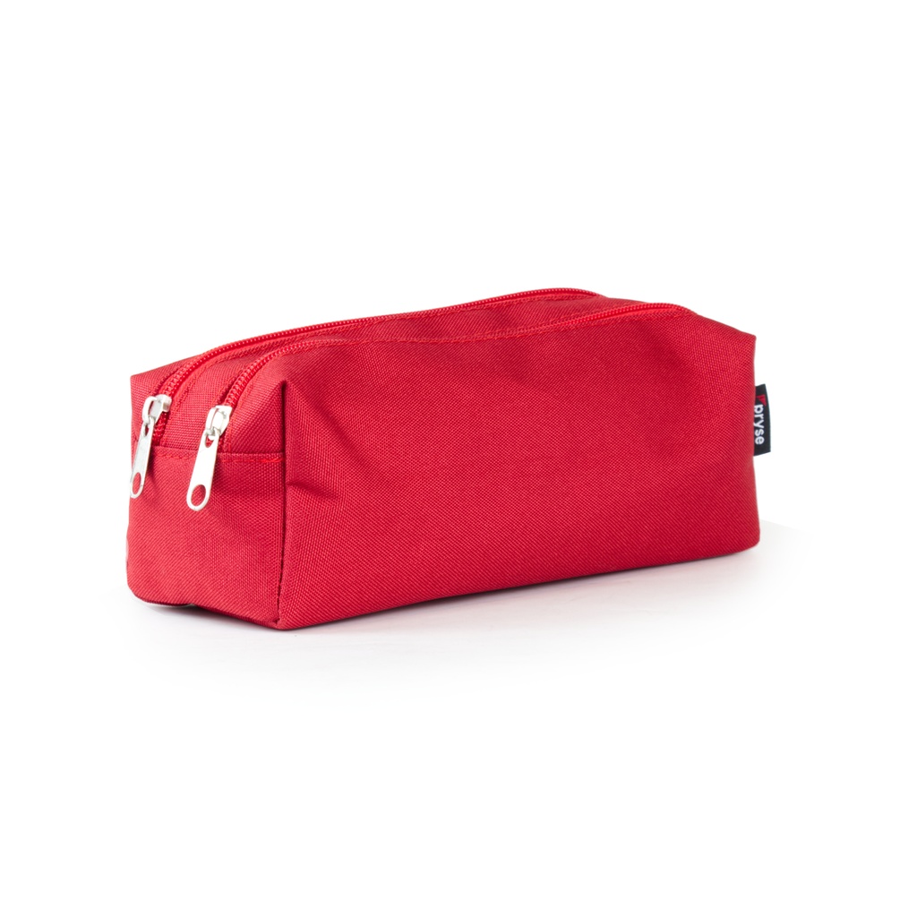 Portatodo cuadrado 2 cremalleras 22.5 x 7.5 x 8 cm rojo