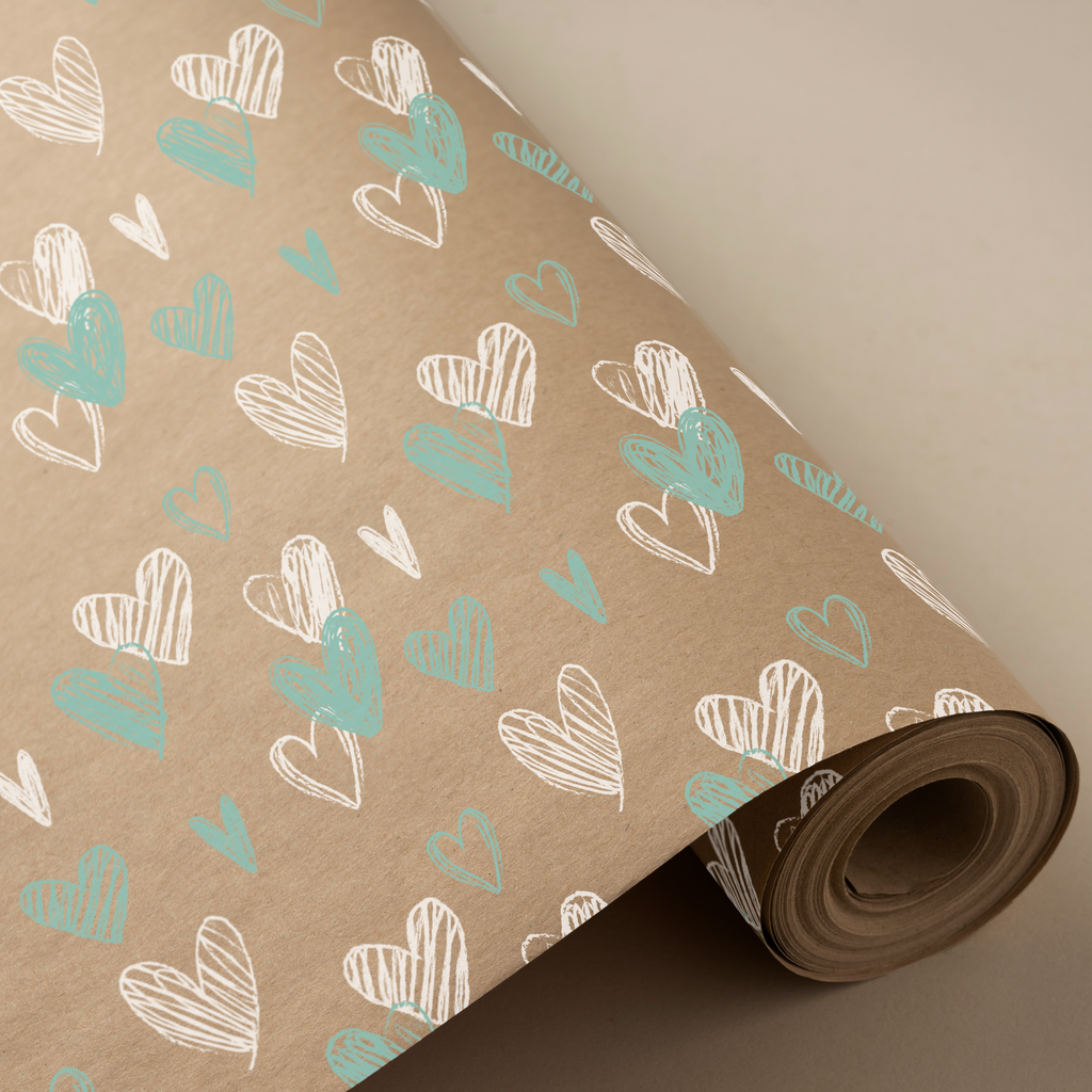 Bobina 31 cm 2 kg 100% kraft reciclado corazones