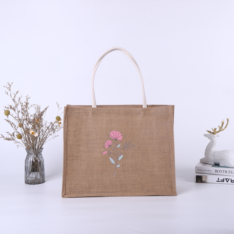 Bolsa yute 43 x 34,5 x 17 cm diseño Flor