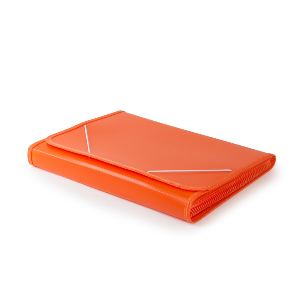 Clasificador fuelle A4 con ribete 13 compartimentos naranja