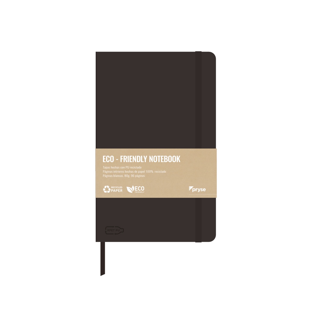 Libreta tapa dura 80g 96 hojas blancas 130 x 208 mm negra