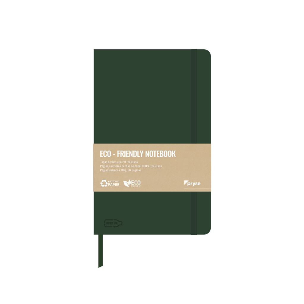 Libreta tapa dura 80g 96 hojas blancas 130 x 208 mm verde oscuro