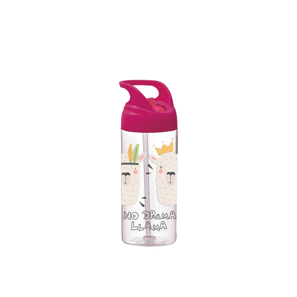 Botella de Tritan con asa y pajita de 500 ml Llamas