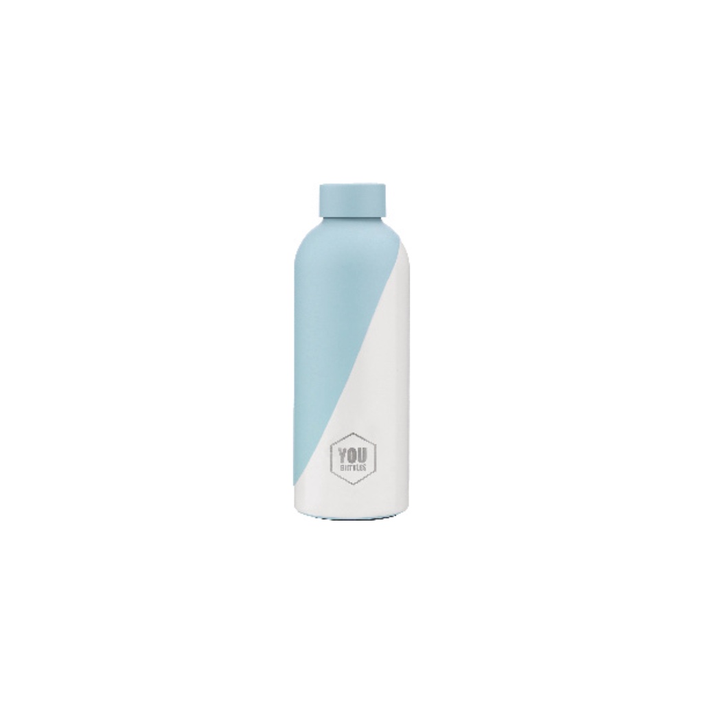 Botella de Acero Inoxidable de 500 ml Dual Color Blanca/Azul Cielo